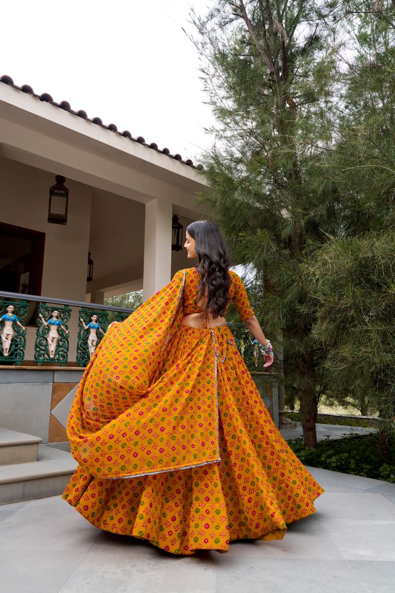 Taraa L 1743 Georgette Bandhej Printed Navratri Lehenga Choli — Wholesale Lehenga wholesale from Surat — Photo 4