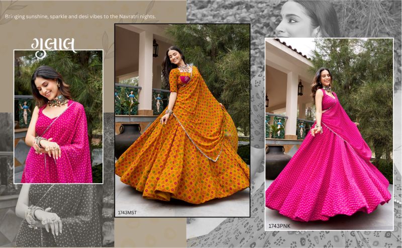 Taraa L 1743 Georgette Bandhej Printed Navratri Lehenga Choli — Wholesale Lehenga wholesale from Surat — Photo 9