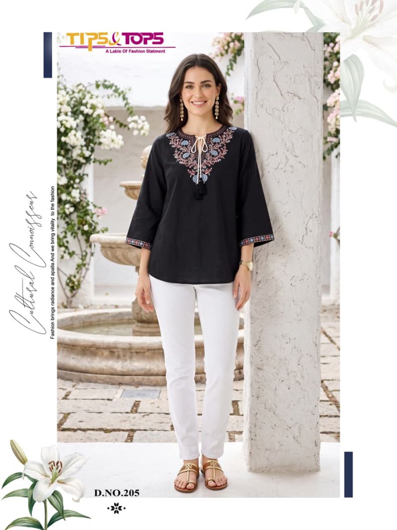Tips And Tops Twinkle Vol 2 Rayon Embroidered Fancy Western Wear Top Catalog — Rayon Kurti, Vardan Ethnic wholesale from Surat — Photo 2