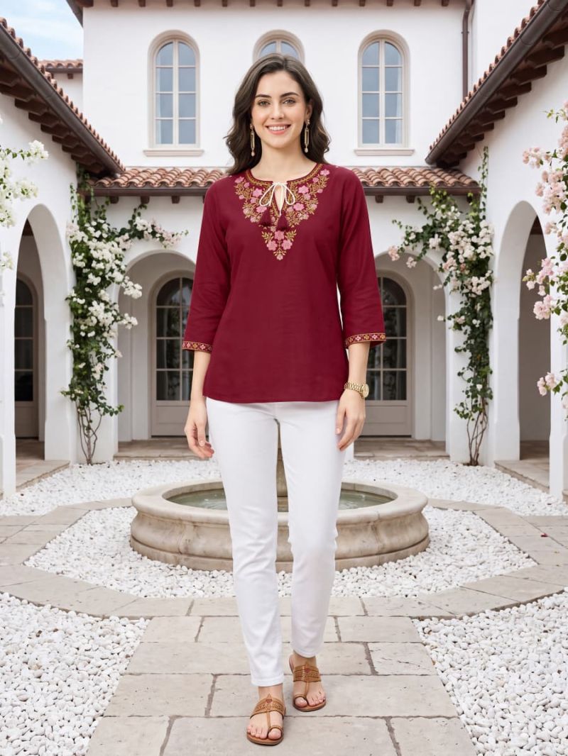 Tips And Tops Twinkle Vol 2 Rayon Embroidered Fancy Western Wear Top Catalog