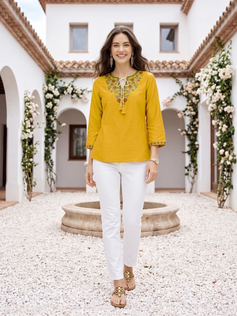 Tips And Tops Twinkle Vol 2 Rayon Embroidered Fancy Western Wear Top Catalog — Rayon Kurti, Vardan Ethnic wholesale from Surat — Photo 6