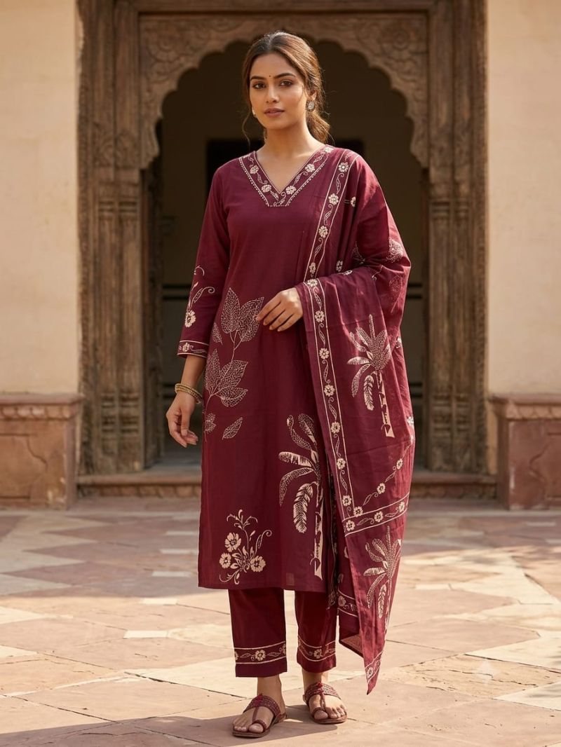 Tlc Vol 138 Cotton Jaipuri Print Fancy Kurti With Bottom Dupatta Set — Wholesale Kurtis, Vardan Ethnic wholesale from Surat — Photo 2