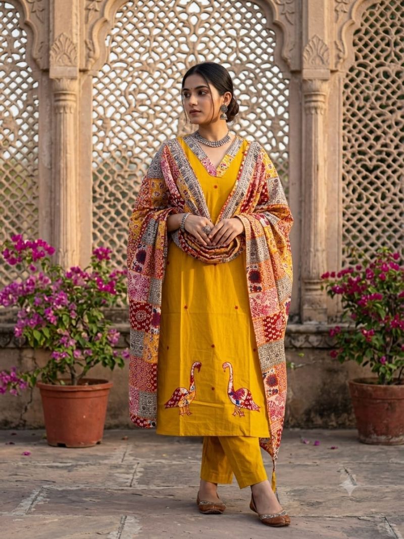 Tlc Vol 138 Cotton Jaipuri Print Fancy Kurti With Bottom Dupatta Set
