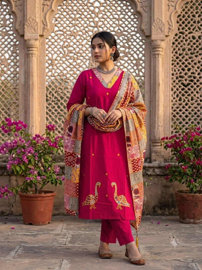 Tlc Vol 138 Cotton Jaipuri Print Fancy Kurti With Bottom Dupatta Set — Wholesale Kurtis, Vardan Ethnic wholesale from Surat — Photo 6