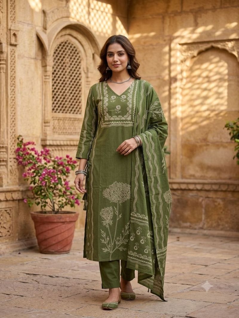 Tlc Vol 138 Cotton Jaipuri Print Fancy Kurti With Bottom Dupatta Set — Wholesale Kurtis, Vardan Ethnic wholesale from Surat — Photo 8