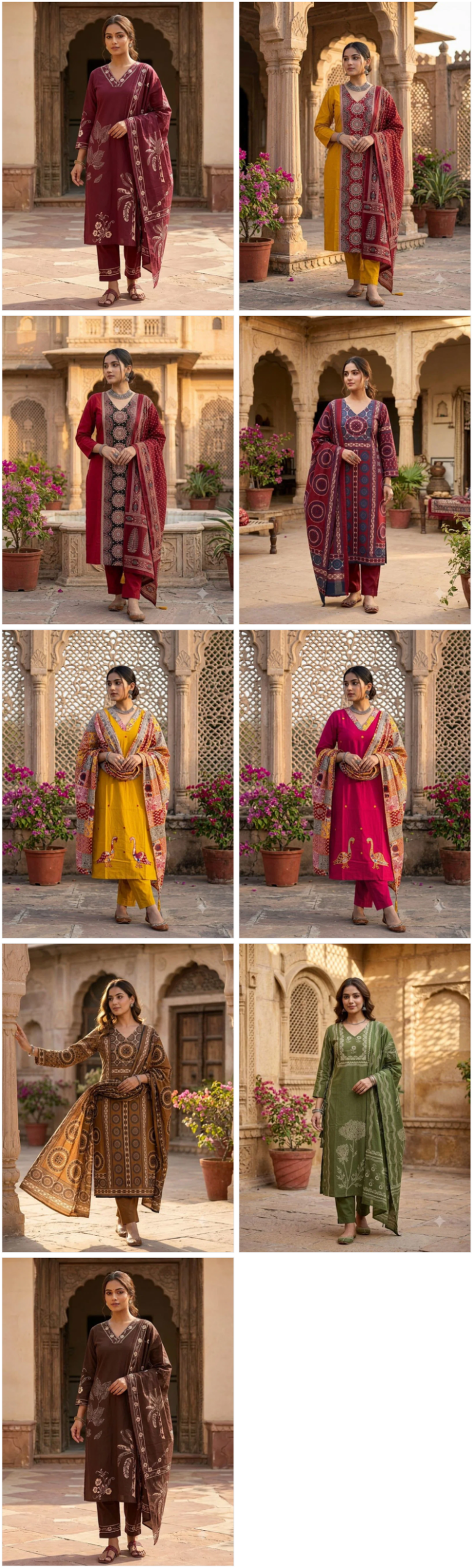 Tlc Vol 138 Cotton Jaipuri Print Fancy Kurti With Bottom Dupatta Set — Wholesale Kurtis, Vardan Ethnic wholesale from Surat — Photo 10
