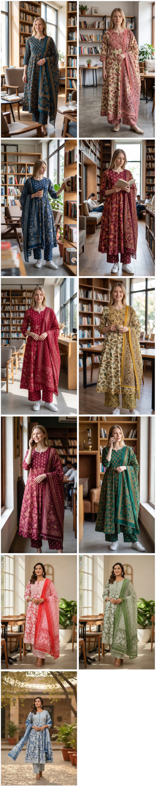 Tlc Vol 142 Cotton Printed Designer Anarkali Kurti WIth Bottom Dupatta Set — Wholesale Kurtis, Vardan Ethnic wholesale from Surat — Photo 12
