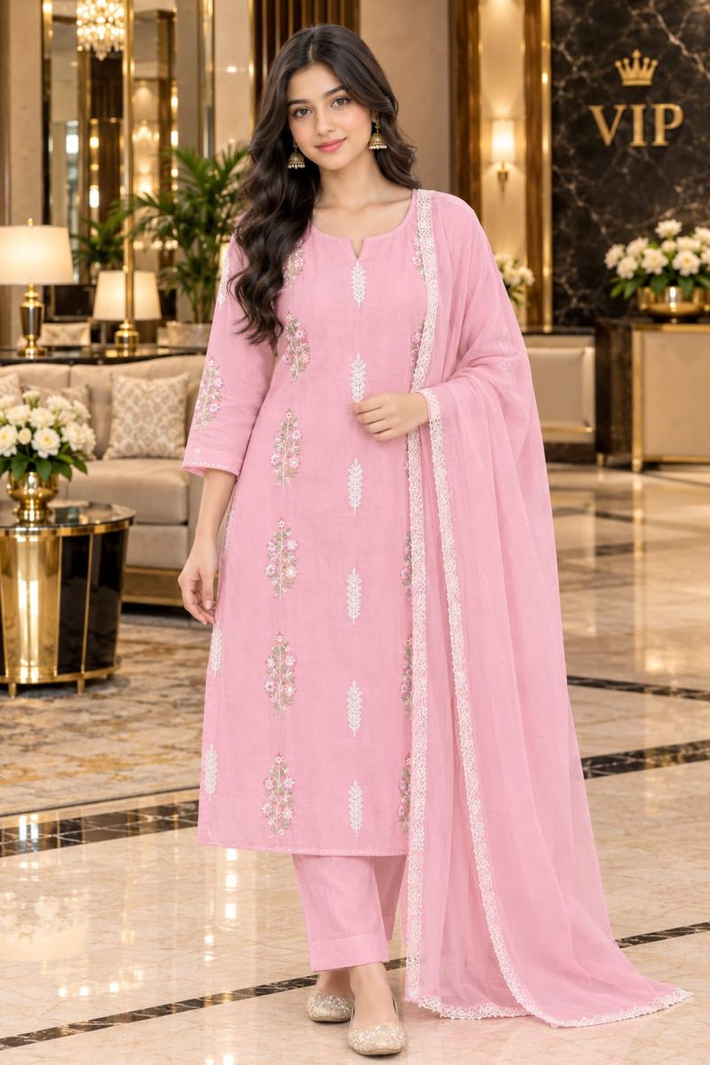 Tlc Vol 172 Mal Chanderi Embroidered Designer Kurti With Bottom Dupatta Catalog