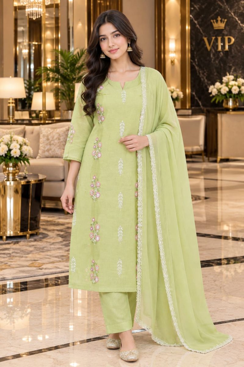 Tlc Vol 172 Mal Chanderi Embroidered Designer Kurti With Bottom Dupatta Catalog — Wholesale Kurtis, Vardan Ethnic wholesale from Surat — view 3