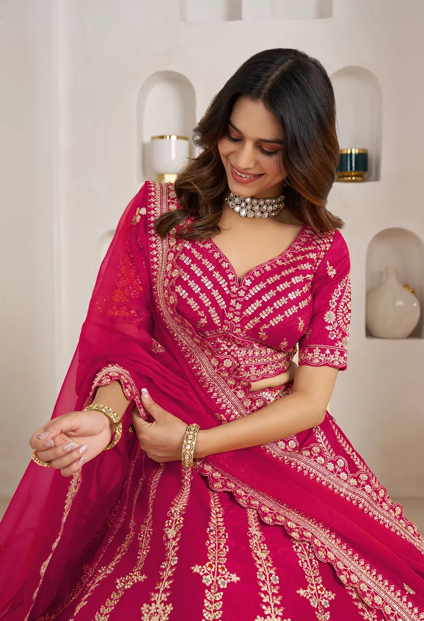 Classic Silk Bridal Lehenga with Floral Zari & Sequins Embroidery — Wholesale Lehenga, Vardan Ethnic wholesale from Surat — Photo 17