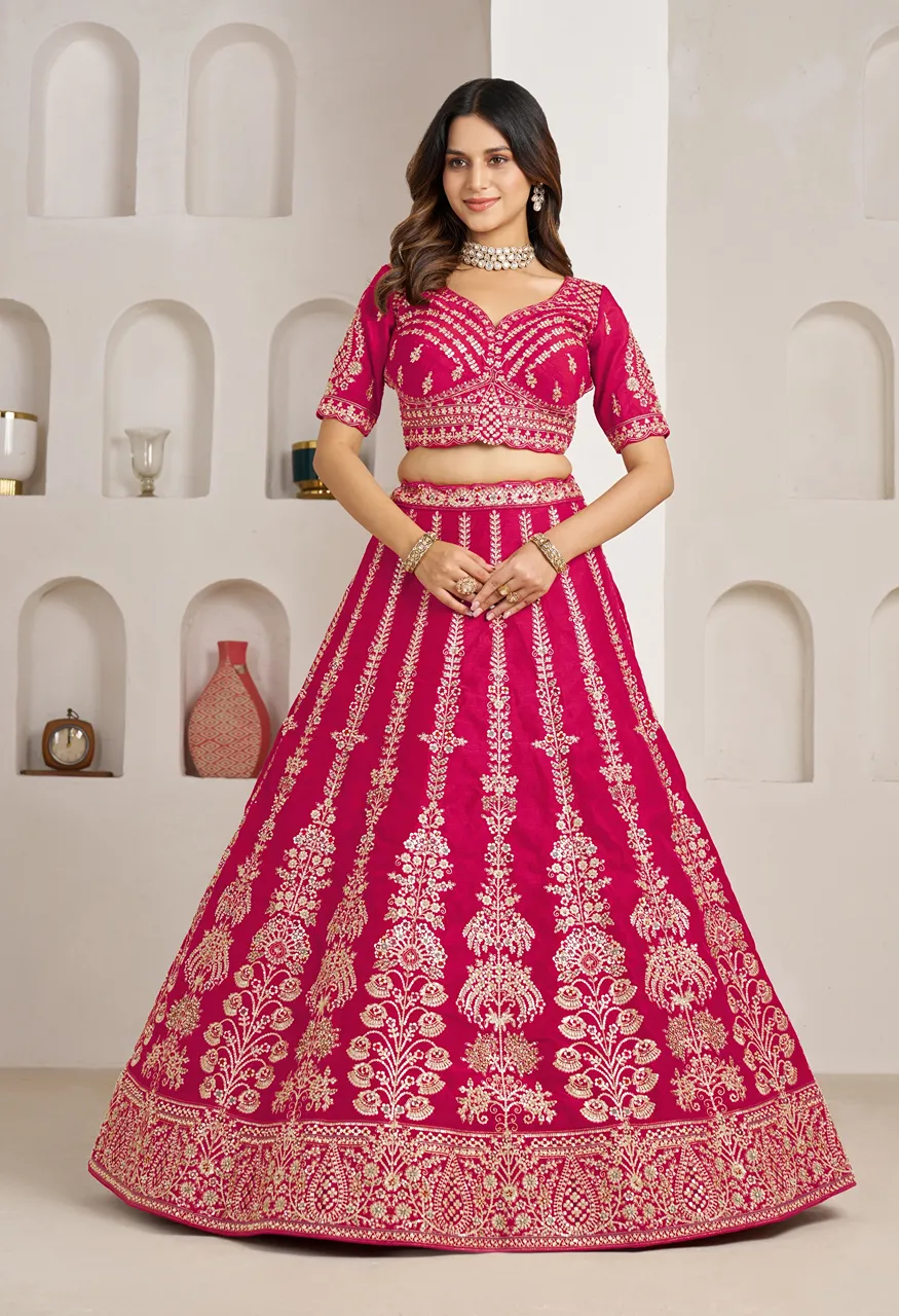 Classic Silk Bridal Lehenga with Floral Zari & Sequins Embroidery — Wholesale Lehenga, Vardan Ethnic wholesale from Surat — Photo 20