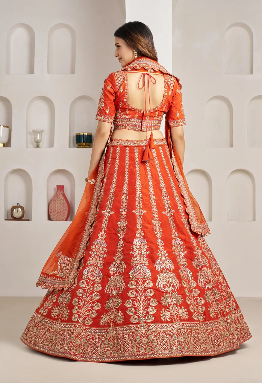 Classic Silk Bridal Lehenga with Floral Zari & Sequins Embroidery — Wholesale Lehenga, Vardan Ethnic wholesale from Surat — Photo 3