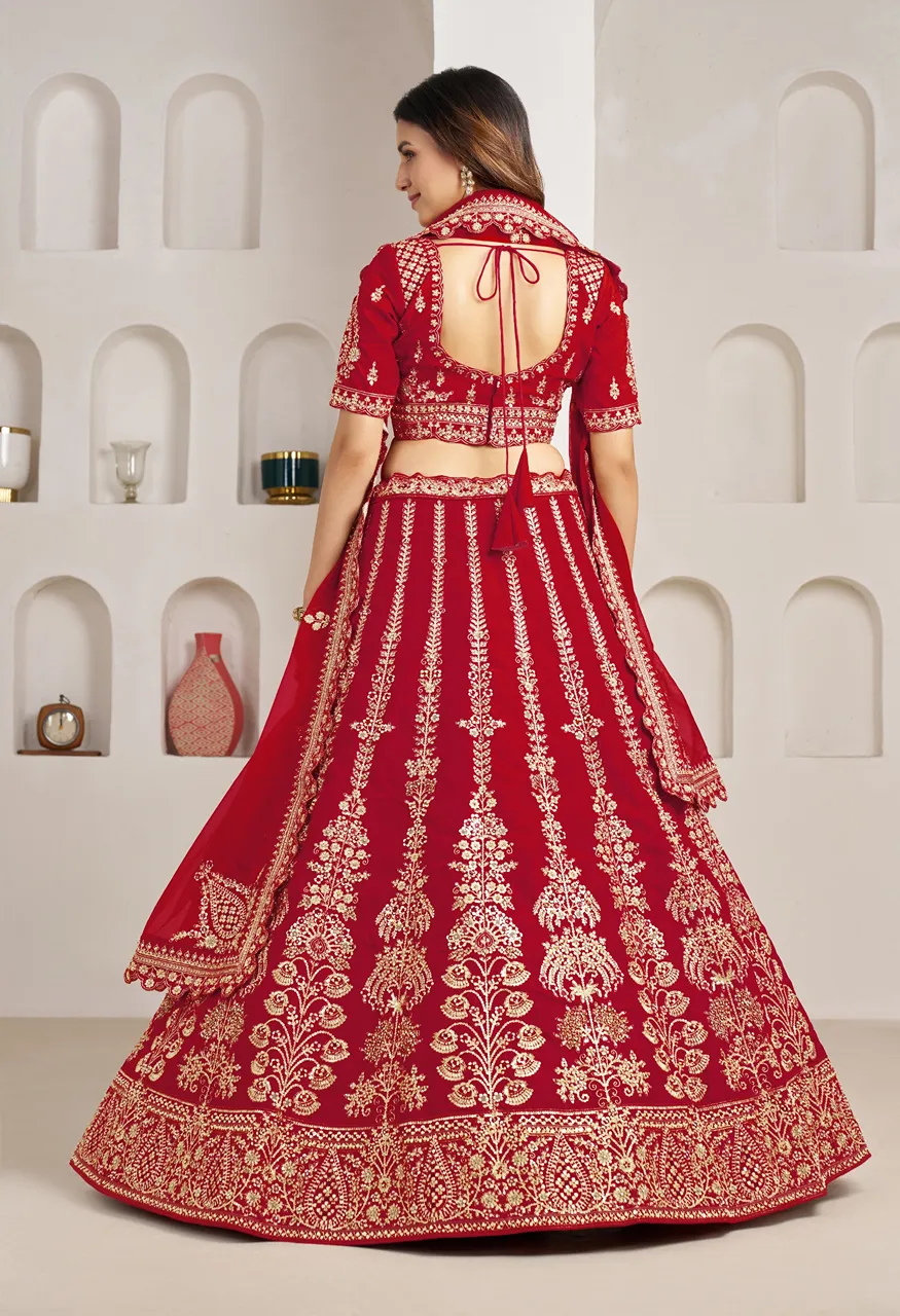 Classic Silk Bridal Lehenga with Floral Zari & Sequins Embroidery — Wholesale Lehenga, Vardan Ethnic wholesale from Surat — Photo 8