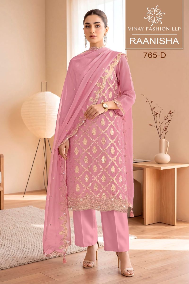 Vinay Kuleesh Raanisha Maharani Silk Thread Work Embroidered Salwar Kameez