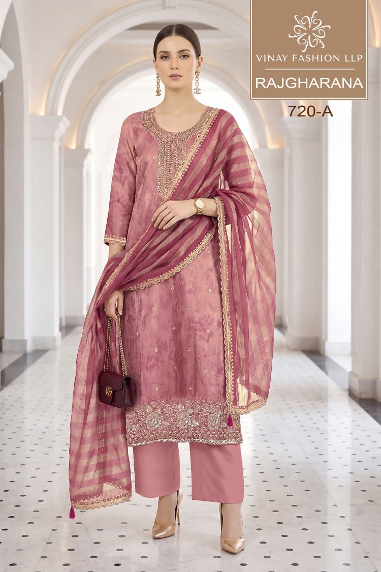 Vinay Kuleesh Rajgharana Shimmer Silk Digital Print Beads Work Salwar Kameez