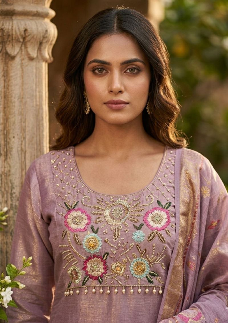 Vitara Chandrika Shimmer Beads Embroidered Kurti With Bottom Dupatta Set — Wholesale Readymade Suit, Vitara Fashion wholesale from Surat — view 5