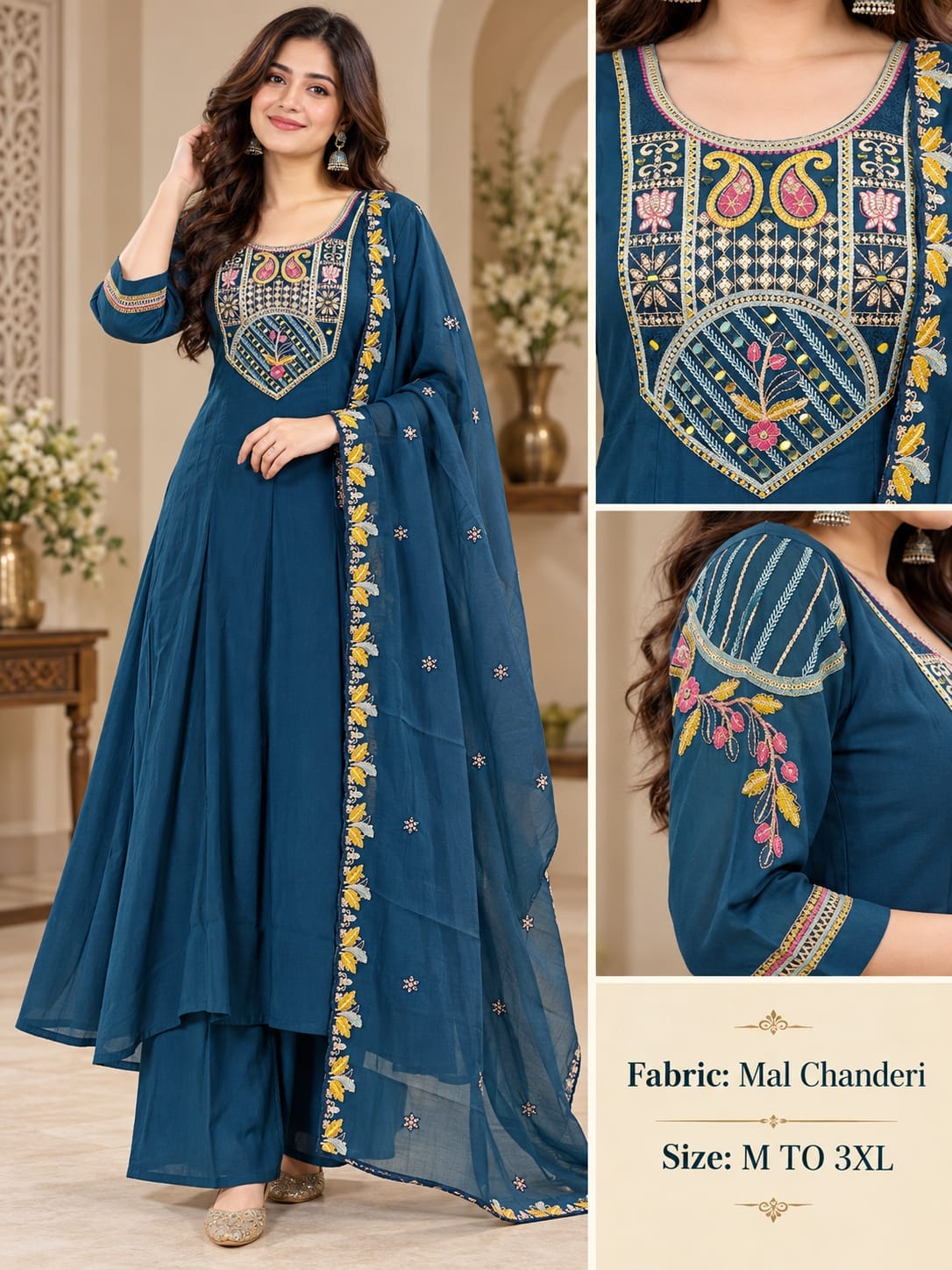 VKF Soft Silk 3 Piece Plaza Suit Set — Wholesale Readymade Suit, Vardan Ethnic wholesale from Surat — Photo 3