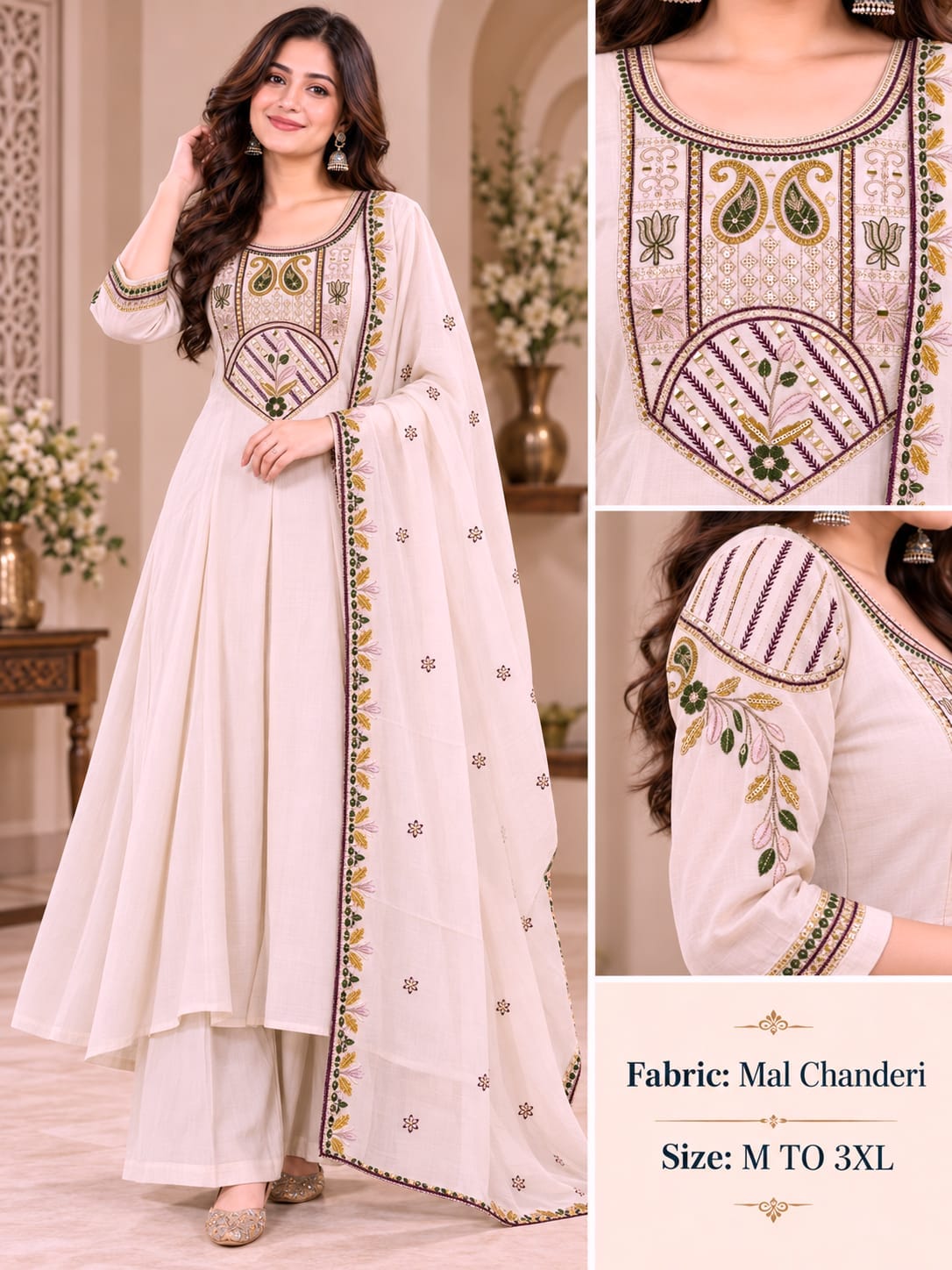 VKF Soft Silk 3 Piece Plaza Suit Set — Wholesale Readymade Suit, Vardan Ethnic wholesale from Surat — Photo 4