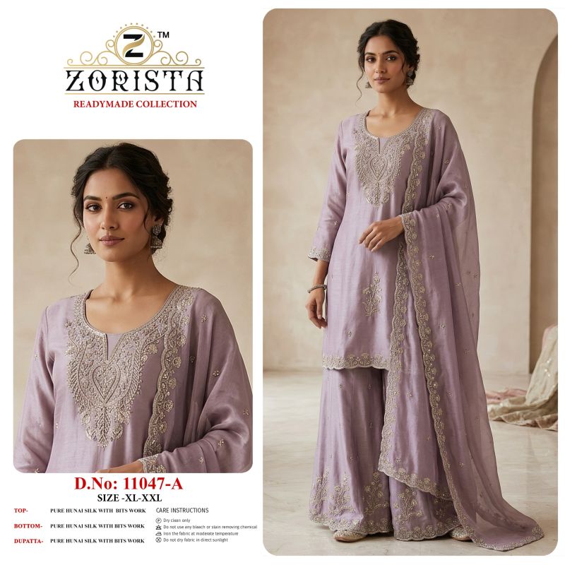 Zorista 11047 A To D Hunai Silk Beads Work Salwar Kameez Catalog — Wholesale Kurtis, Vardan Ethnic wholesale from Surat — view 3