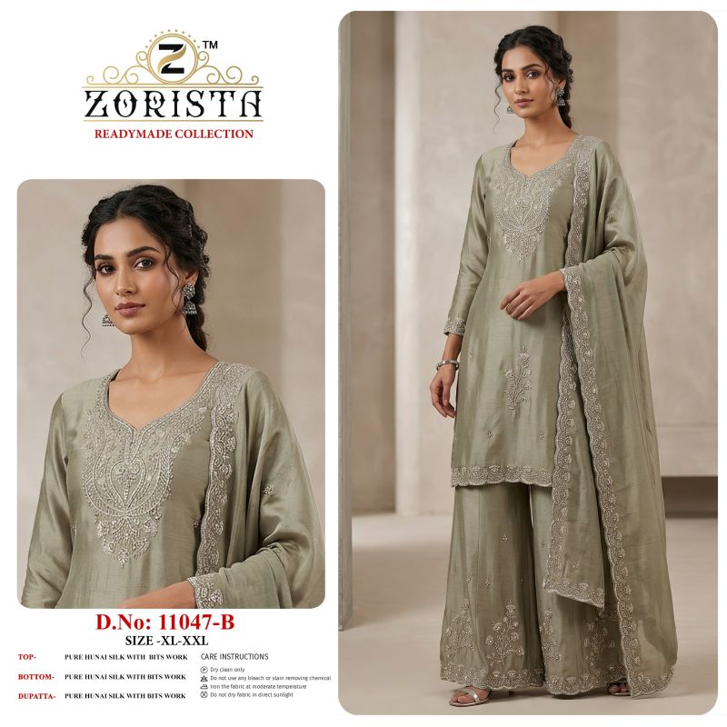 Zorista 11047 A To D Hunai Silk Beads Work Salwar Kameez Catalog — Wholesale Kurtis, Vardan Ethnic wholesale from Surat — view 4