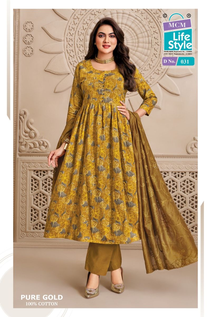 Mcm Pure Gold Vol 2 Readymade Umbrella Kurti Pant With Dupatta Set — Wholesale Readymade Suit, Vardan Ethnic wholesale from Surat — view 5