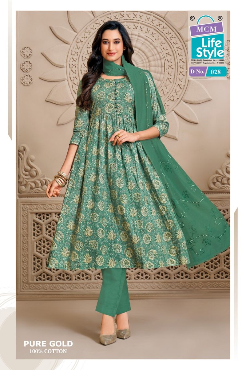 Mcm Pure Gold Vol 2 Readymade Umbrella Kurti Pant With Dupatta Set — Wholesale Readymade Suit, Vardan Ethnic wholesale from Surat — view 6