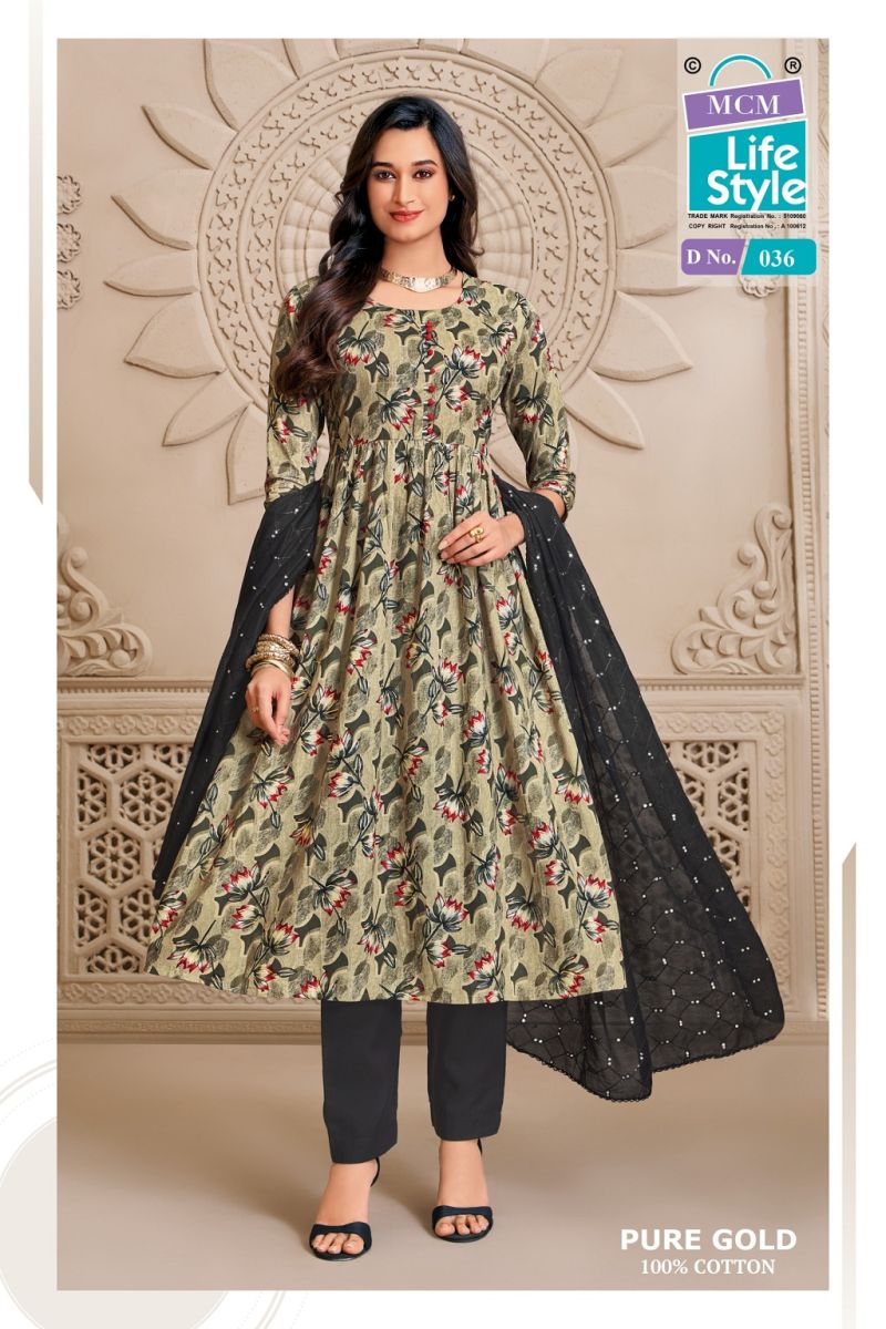 Mcm Pure Gold Vol 2 Readymade Umbrella Kurti Pant With Dupatta Set — Wholesale Readymade Suit, Vardan Ethnic wholesale from Surat — view 7
