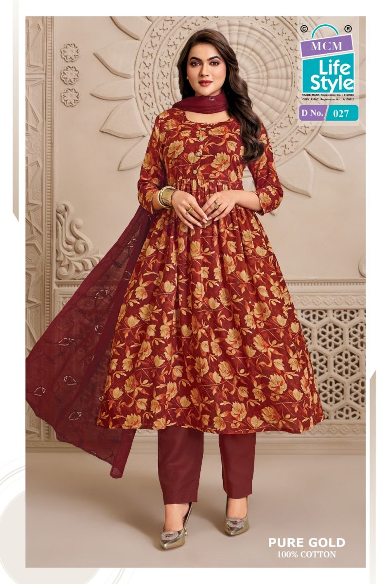 Mcm Pure Gold Vol 2 Readymade Umbrella Kurti Pant With Dupatta Set — Wholesale Readymade Suit, Vardan Ethnic wholesale from Surat — view 9
