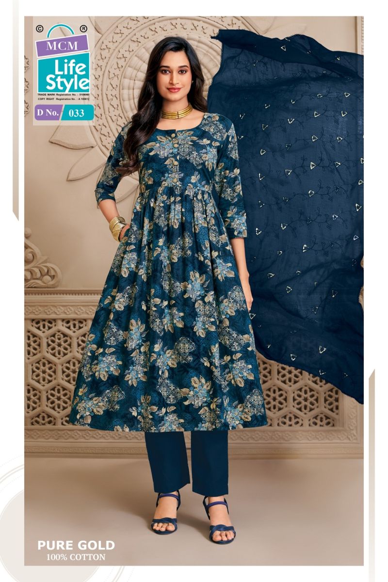 Mcm Pure Gold Vol 2 Readymade Umbrella Kurti Pant With Dupatta Set — Wholesale Readymade Suit, Vardan Ethnic wholesale from Surat — view 10
