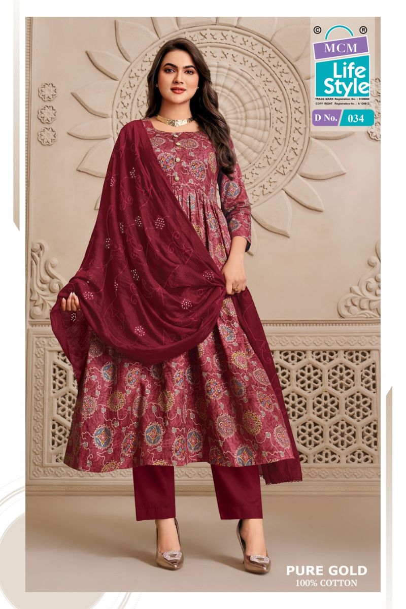 Mcm Pure Gold Vol 2 Readymade Umbrella Kurti Pant With Dupatta Set — Wholesale Readymade Suit, Vardan Ethnic wholesale from Surat — view 2