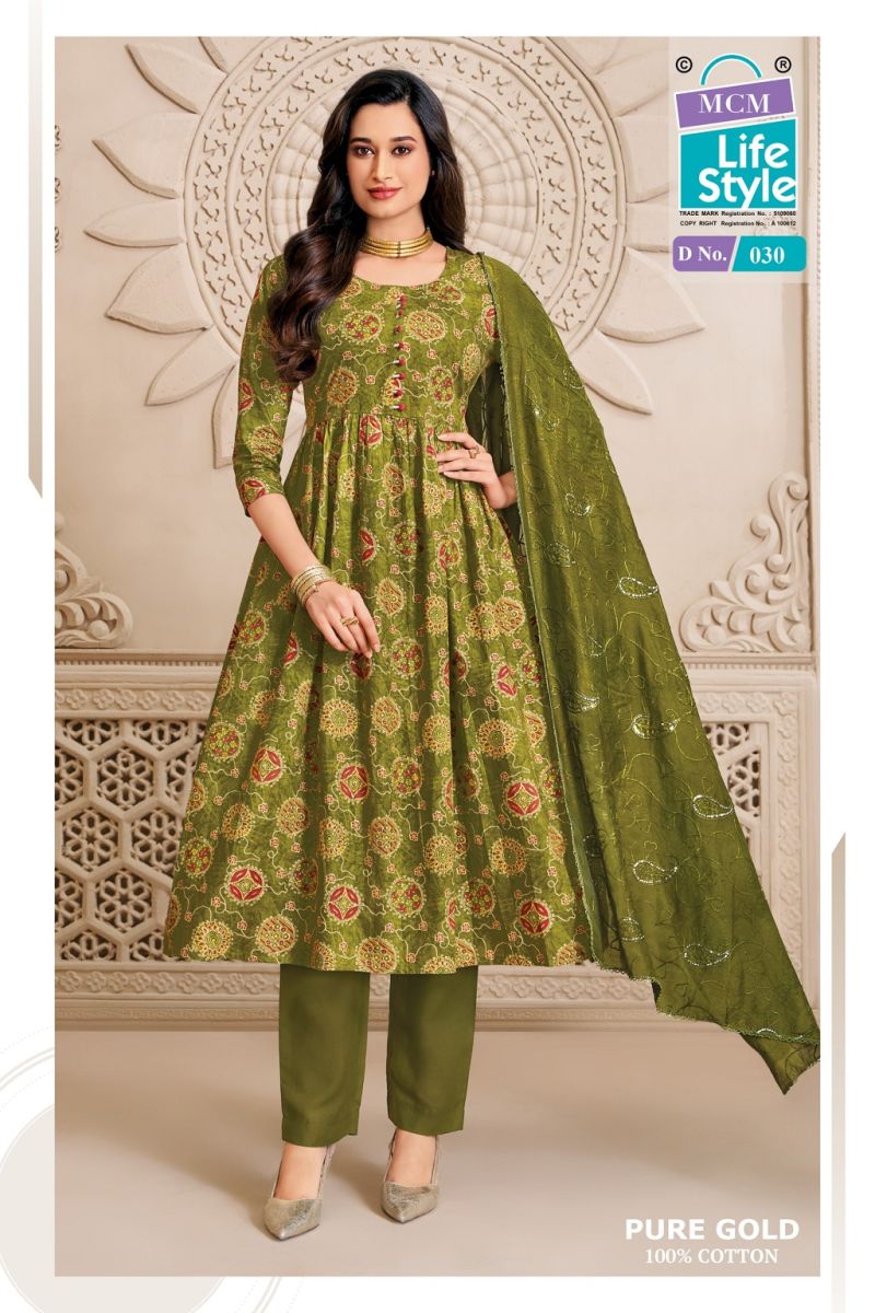 Mcm Pure Gold Vol 2 Readymade Umbrella Kurti Pant With Dupatta Set — Wholesale Readymade Suit, Vardan Ethnic wholesale from Surat — view 3