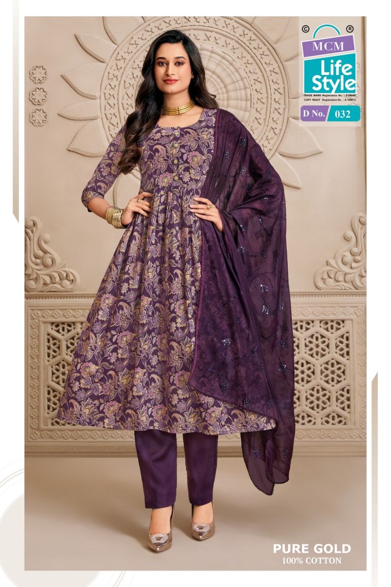Mcm Pure Gold Vol 2 Readymade Umbrella Kurti Pant With Dupatta Set — Wholesale Readymade Suit, Vardan Ethnic wholesale from Surat — view 11
