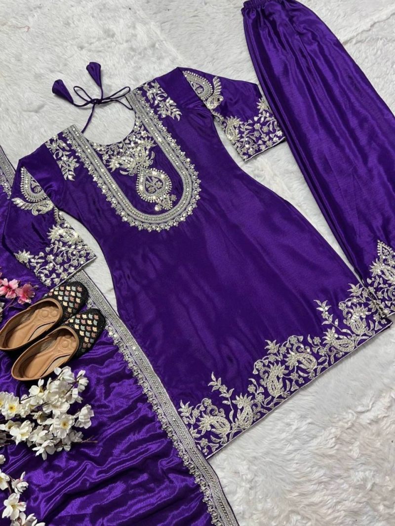 Md Mahi 403 Chanderi Silk Embroidered Salwar Suit — Wholesale Pakistani Suits, Vardan Ethnic wholesale from Surat — Photo 3