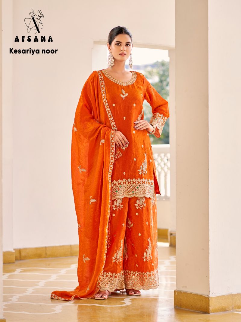 Afsana Kesariya Noor Fandy Crush Embroidered Designer Salwar Kameez  Catalog
