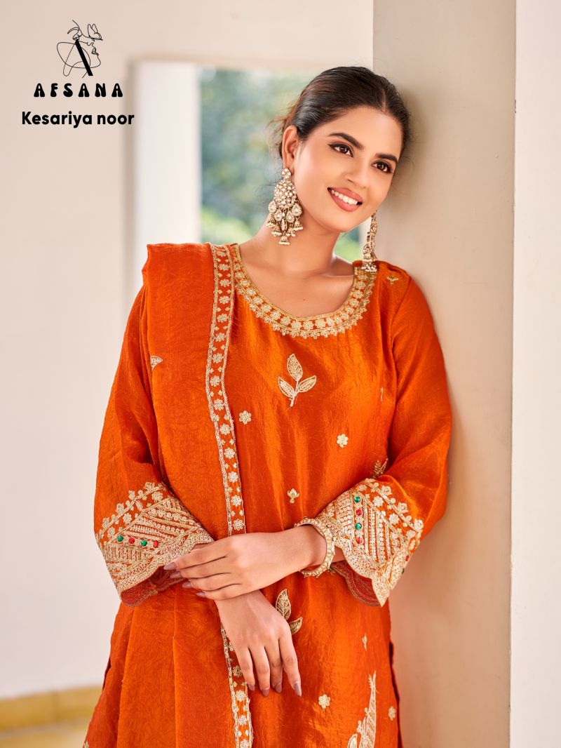 Afsana Kesariya Noor Fandy Crush Embroidered Designer Salwar Kameez  Catalog — Wholesale Salwar Suits, Afsana wholesale from Surat — view 4
