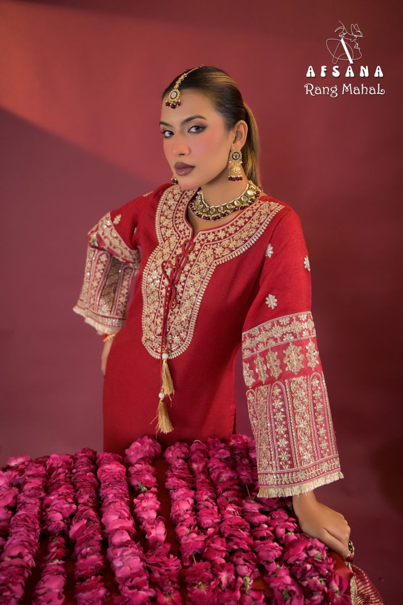 Afsana Rang Mahal Rose Gold Crush Embroidered Designer Salwar Kameez Collection