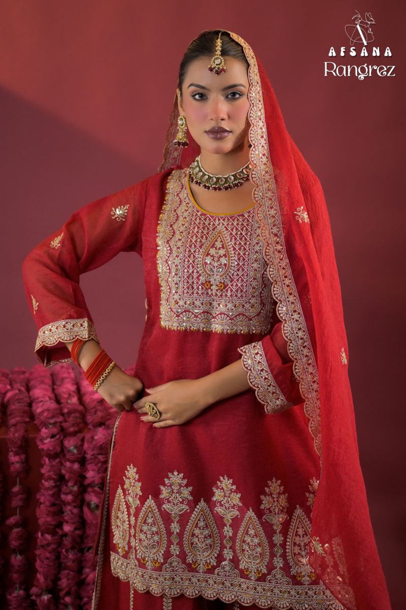 Afsana Rangrez Rose Gold Crush Embroidered Designer Salwar Kameez Collection