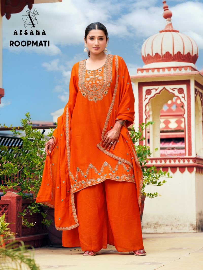 Afsana Roopmati Chinon Dyed Zari And Embroidery Work Salwar Kameez Catalog — Wholesale Salwar Suits, Afsana wholesale from Surat — view 2