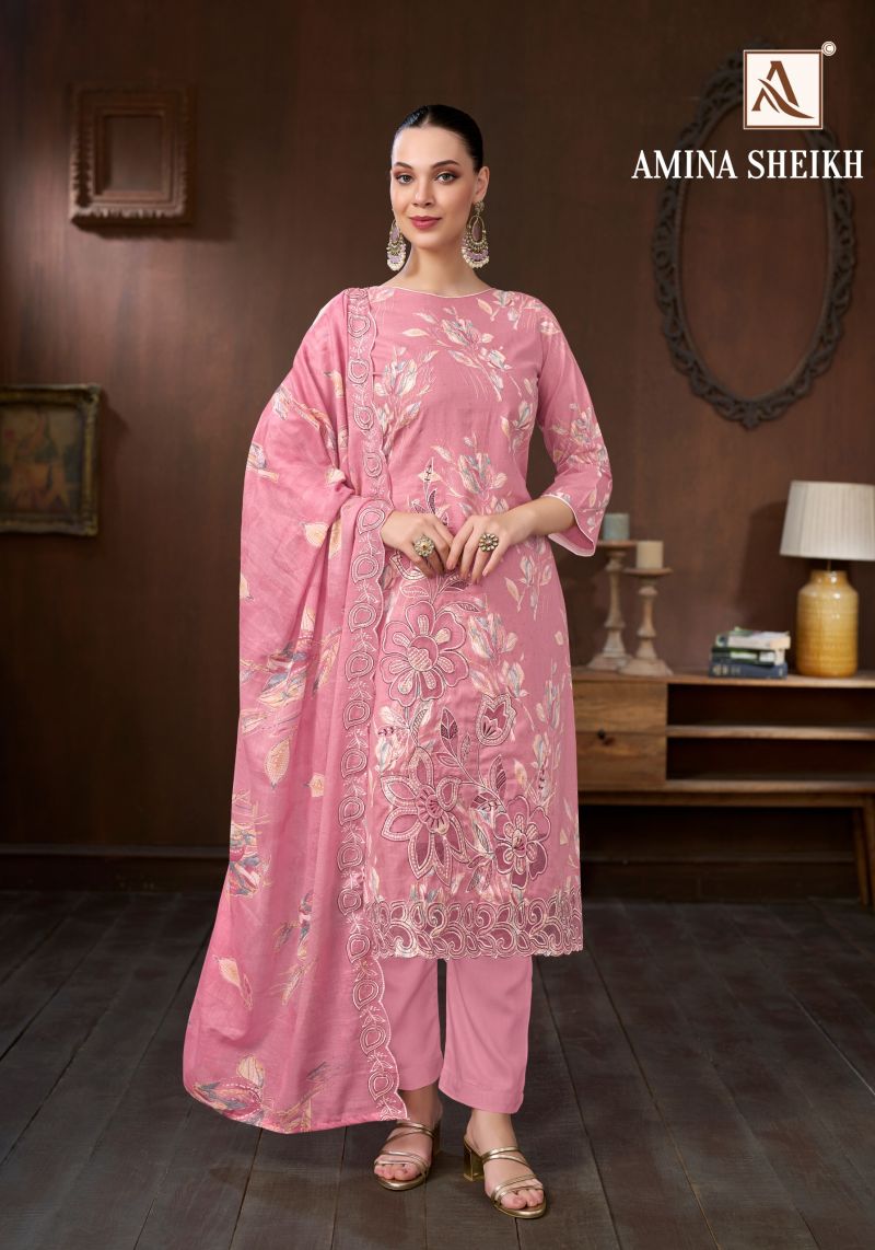 Alok Amina Sheikh Cambric Cotton Print Embroidered Dress Material Catalog — Wholesale Salwar Suits, Alok Suits wholesale from Surat — Photo 4