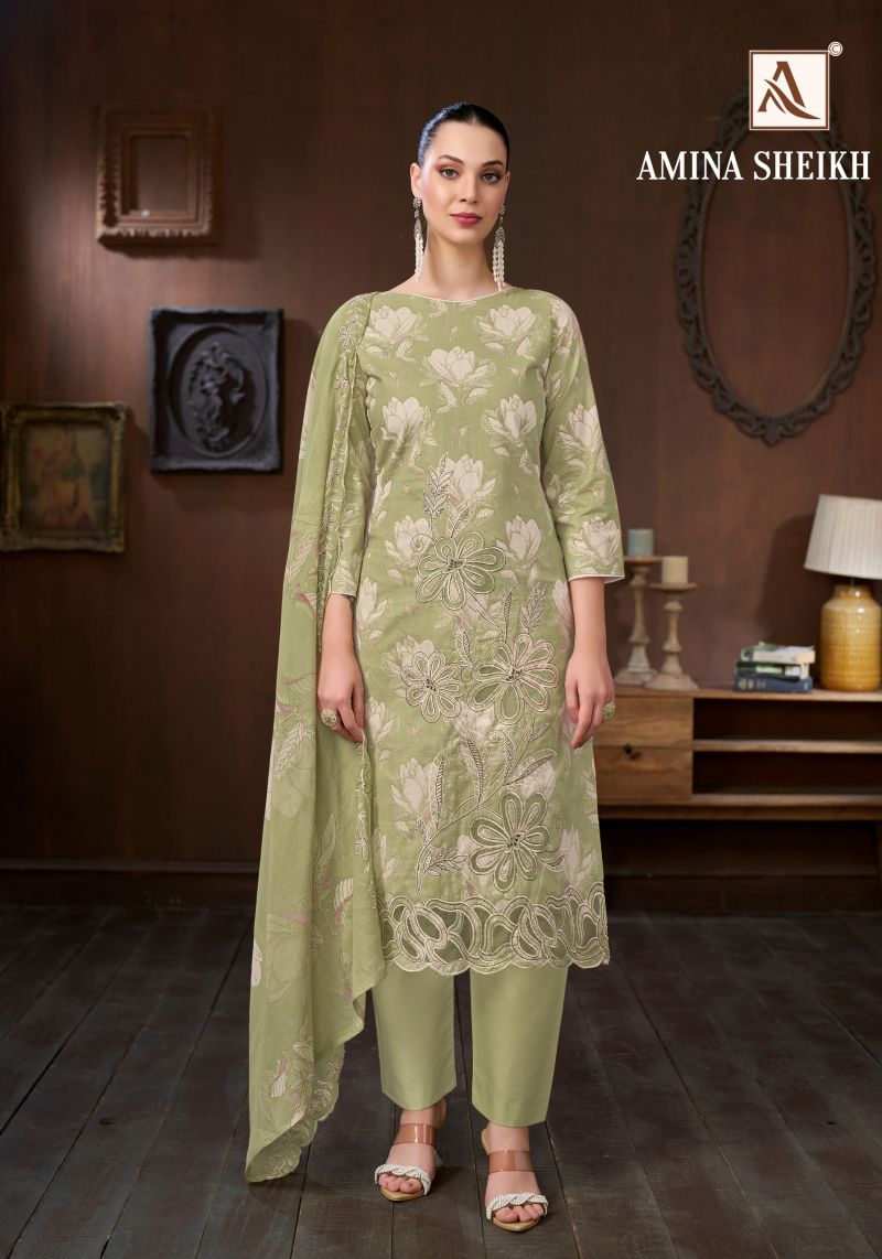 Alok Amina Sheikh Cambric Cotton Print Embroidered Dress Material Catalog — Wholesale Salwar Suits, Alok Suits wholesale from Surat — Photo 3