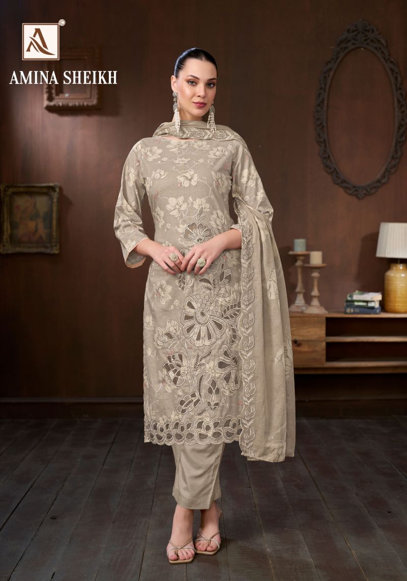 Alok Amina Sheikh Cambric Cotton Print Embroidered Dress Material Catalog — Wholesale Salwar Suits, Alok Suits wholesale from Surat — Photo 2