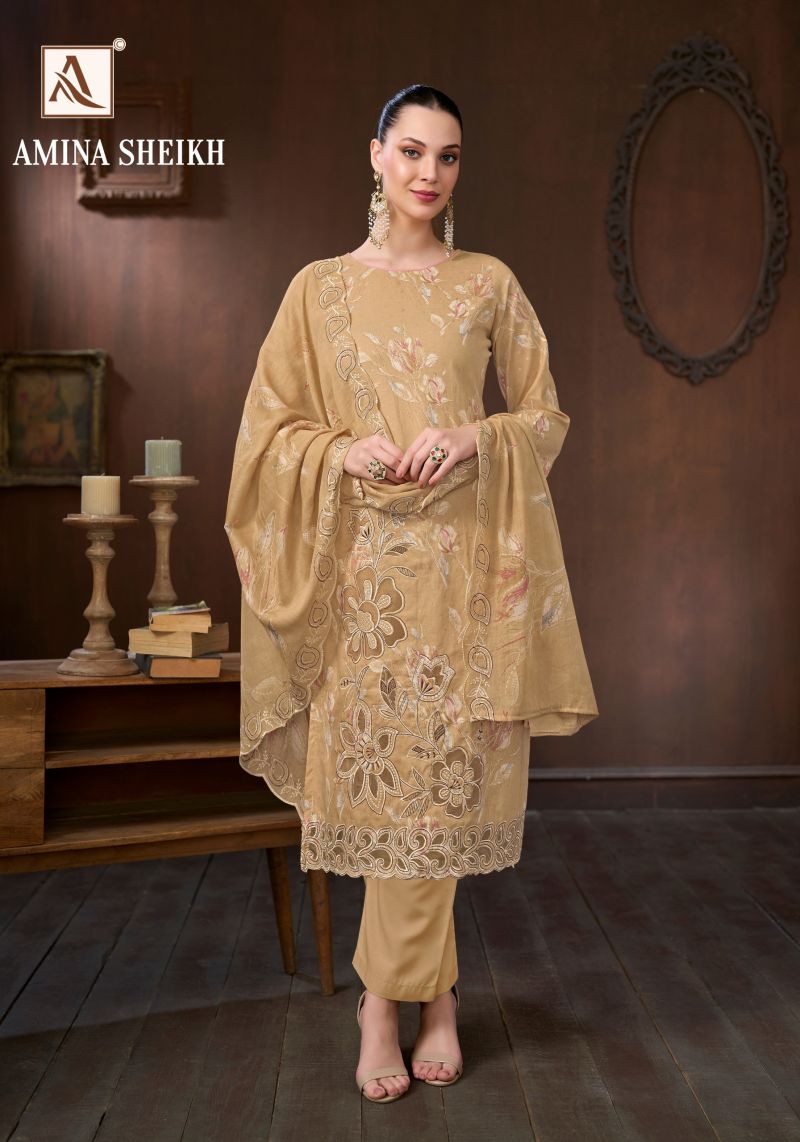 Alok Amina Sheikh Cambric Cotton Print Embroidered Dress Material Catalog — Wholesale Salwar Suits, Alok Suits wholesale from Surat — Photo 8