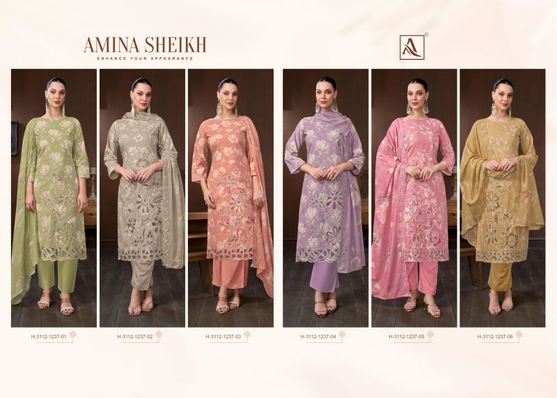 Alok Amina Sheikh Cambric Cotton Print Embroidered Dress Material Catalog — Wholesale Salwar Suits, Alok Suits wholesale from Surat — Photo 10