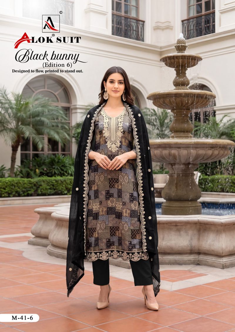 Alok Black Bunny Edition 6 Viscose Rayon Printed Dress Material Catalog — Wholesale Salwar Suits, Alok Suits wholesale from Surat — view 5