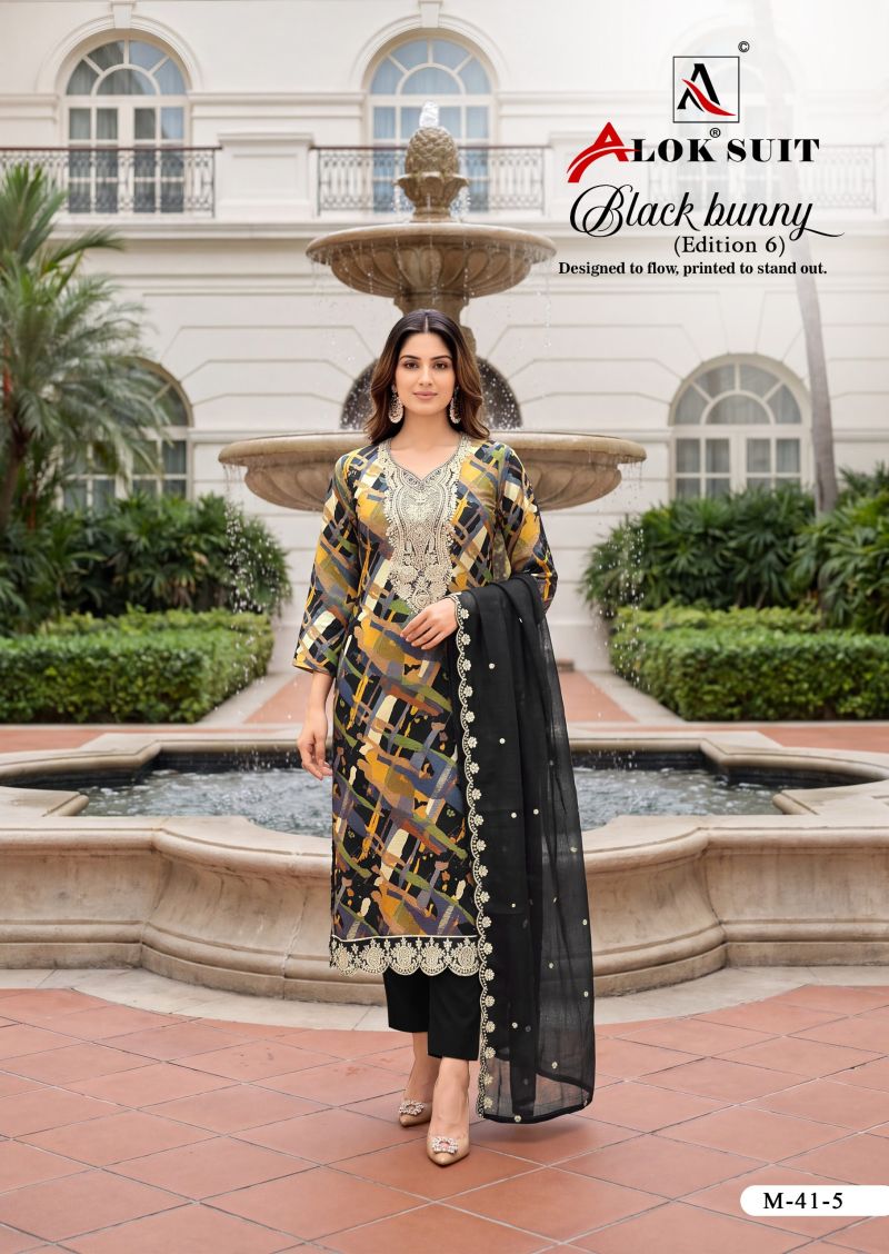 Alok Black Bunny Edition 6 Viscose Rayon Printed Dress Material Catalog — Wholesale Salwar Suits, Alok Suits wholesale from Surat — view 8