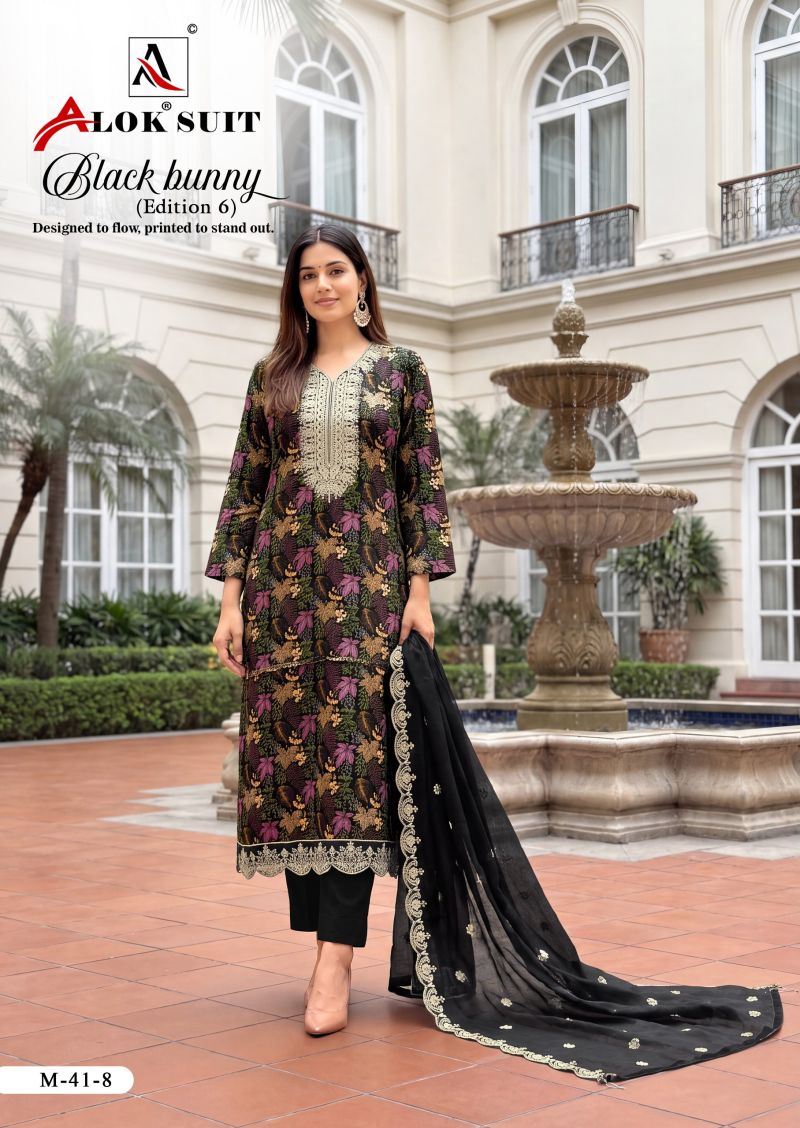 Alok Black Bunny Edition 6 Viscose Rayon Printed Dress Material Catalog — Wholesale Salwar Suits, Alok Suits wholesale from Surat — view 7