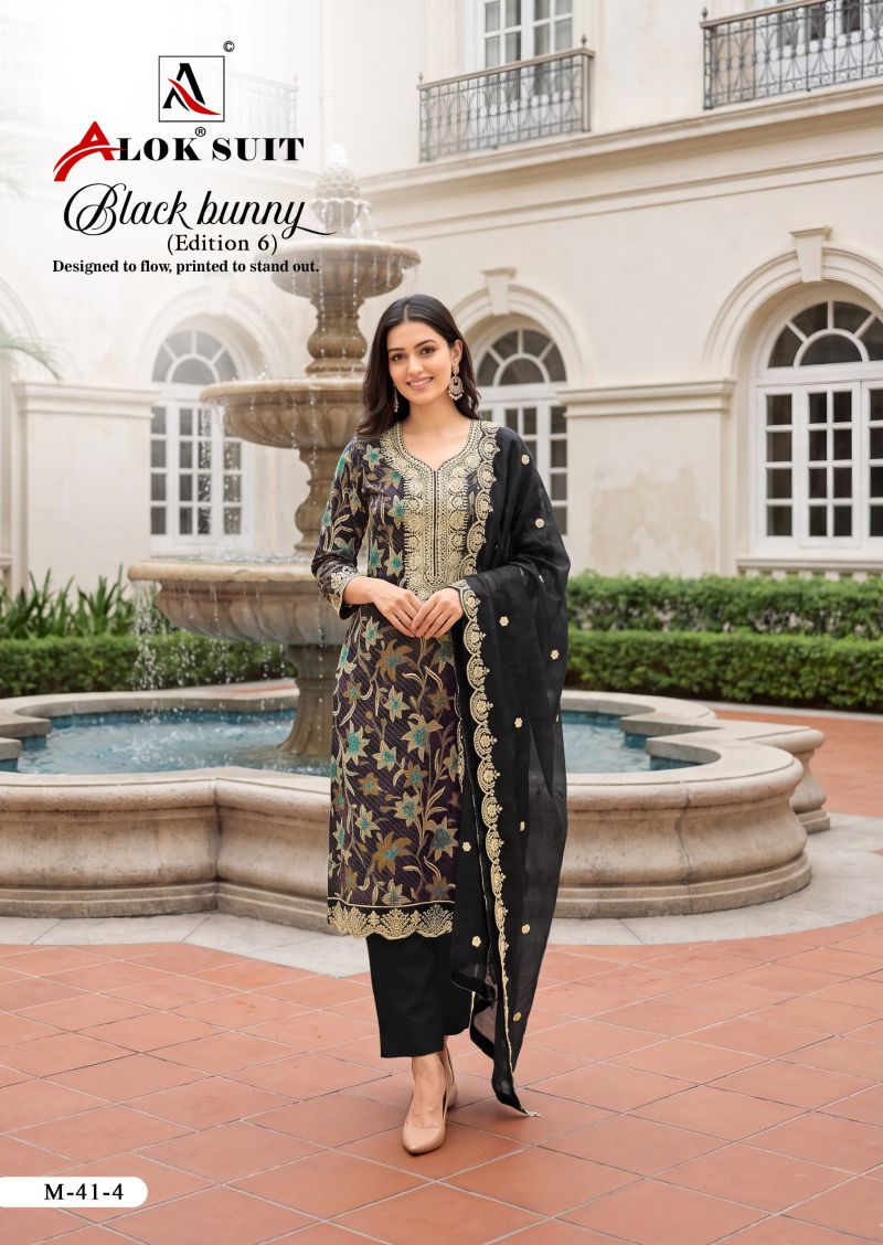 Alok Black Bunny Edition 6 Viscose Rayon Printed Dress Material Catalog — Wholesale Salwar Suits, Alok Suits wholesale from Surat — view 4