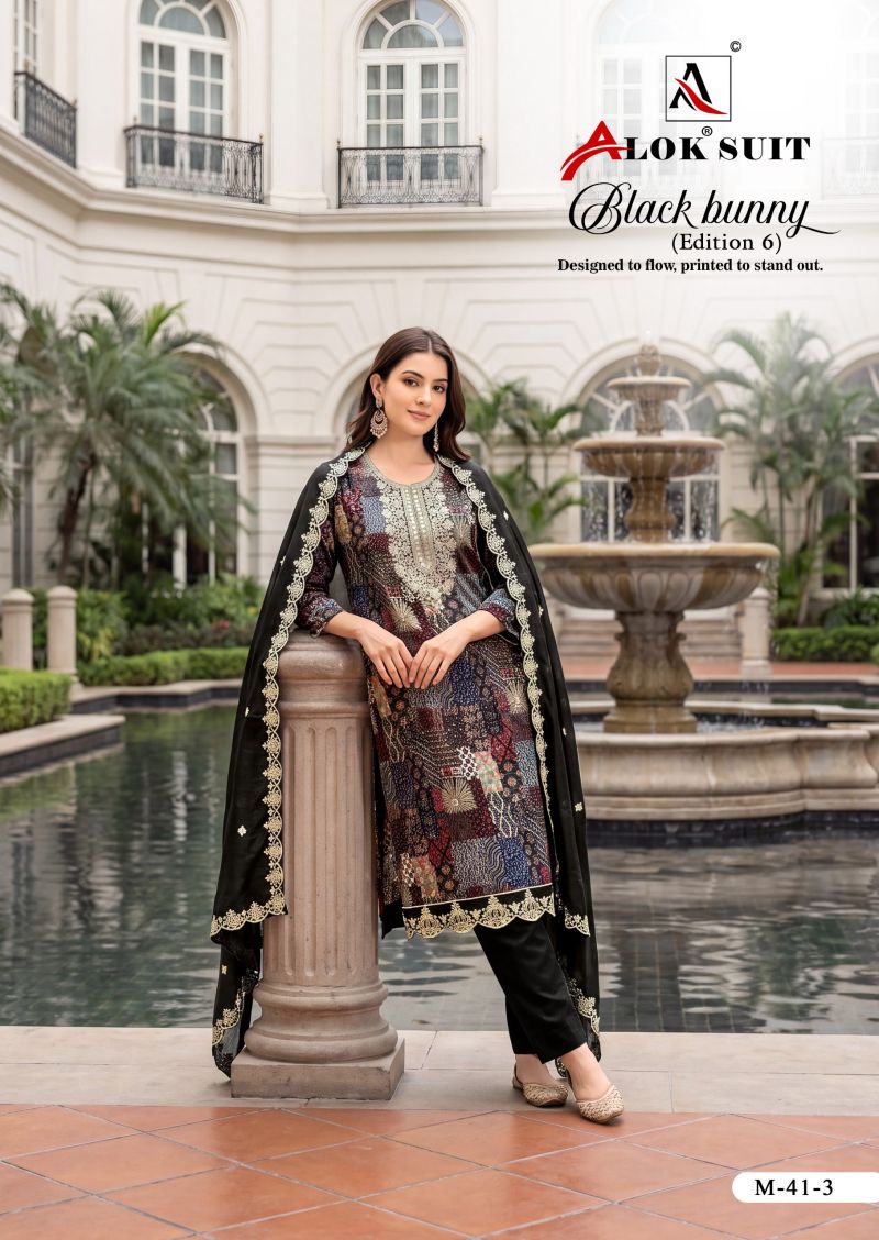 Alok Black Bunny Edition 6 Viscose Rayon Printed Dress Material Catalog — Wholesale Salwar Suits, Alok Suits wholesale from Surat — view 2