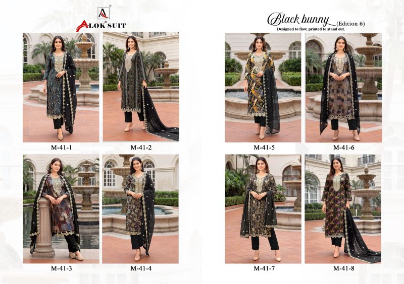Alok Black Bunny Edition 6 Viscose Rayon Printed Dress Material Catalog — Wholesale Salwar Suits, Alok Suits wholesale from Surat — view 10