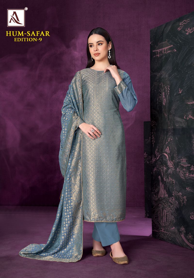 Alok Hum Safar Edition 9 Viscose Maslin Jacquard Designer Dress Material Catalog — Wholesale Salwar Suits, Alok Suits wholesale from Surat — Photo 4